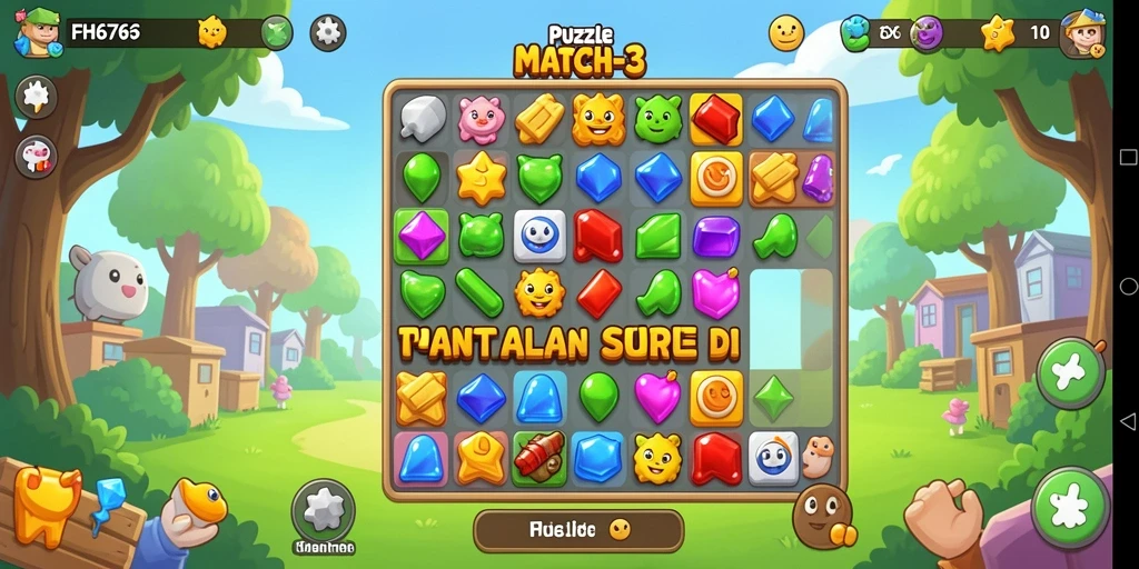 Tampilan antarmuka FH6767 yang menarik untuk permainan Puzzle Match-3.