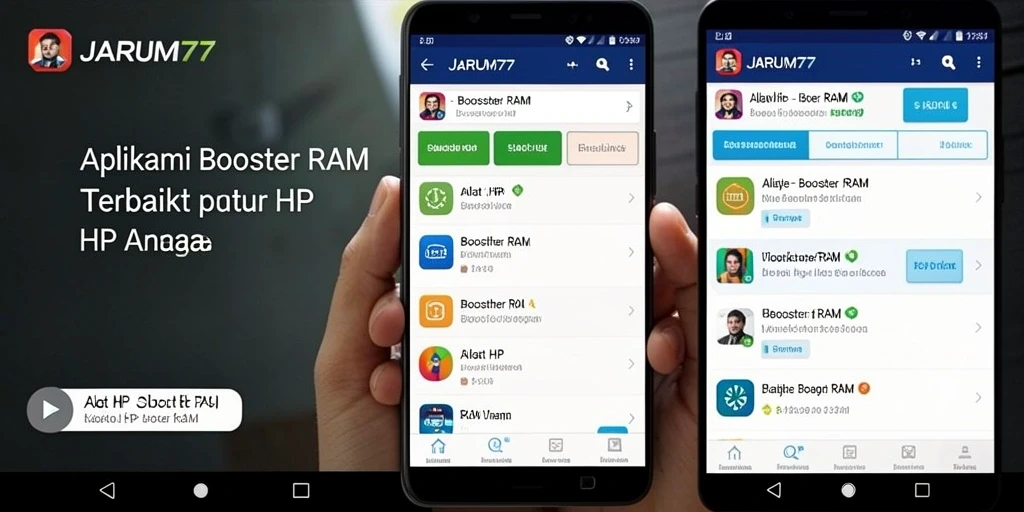 Tampilan antarmuka JARUM77 dengan fitur pengoptimalan RAM yang efektif.