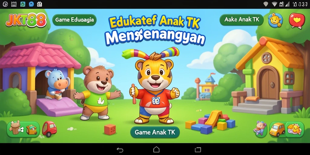 Tampilan antarmuka interaktif JKT88 untuk Game Anak TK.