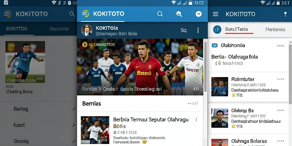Antarmuka KOKITOTO menunjukkan berita terbaru tentang olahraga bola.