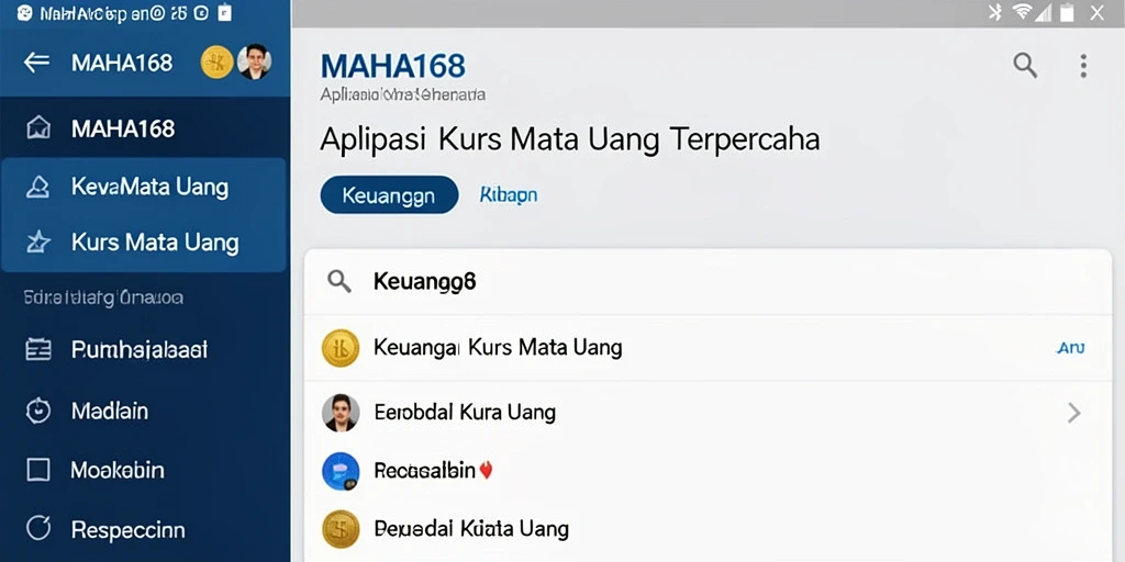 Antarmuka user-friendly aplikasi MAHA168 untuk Kurs Mata Uang.