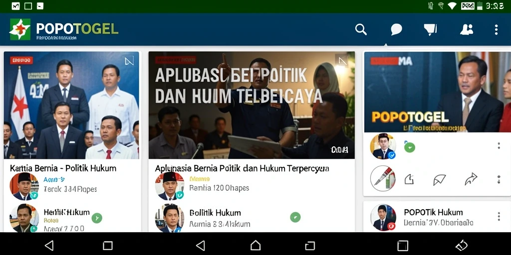 Tampilan antarmuka utama POPOTOGEL dengan berita terkini politik dan hukum.