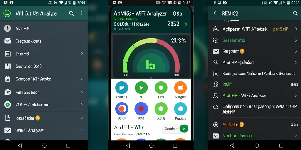 Antarmuka aplikasi REMI62 menampilkan analisis mendalam jaringan WiFi.