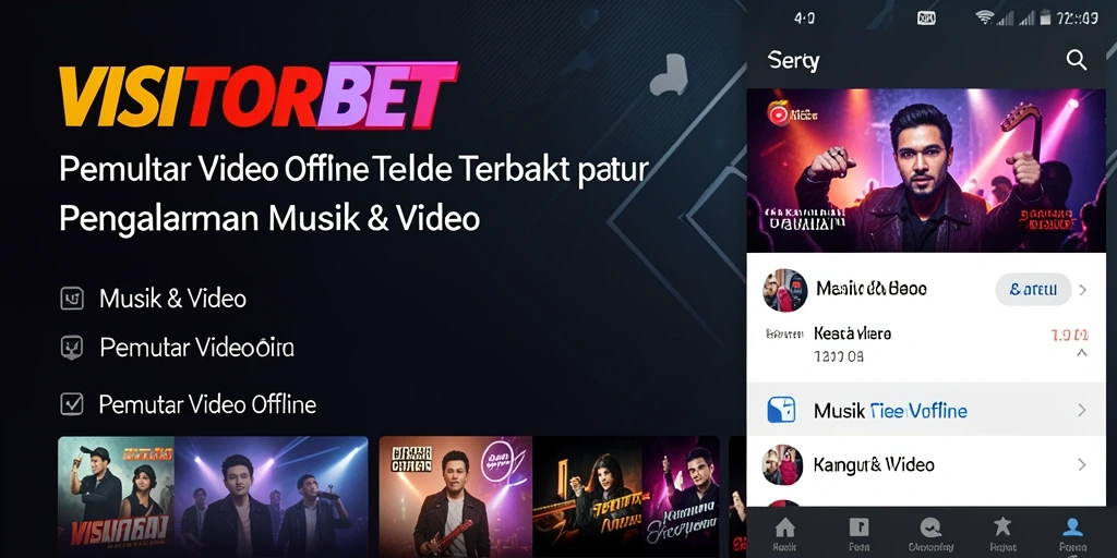 Antarmuka VISITORBET menampilkan kemudahan navigasi dan fungsi Pemutar Video Offline.